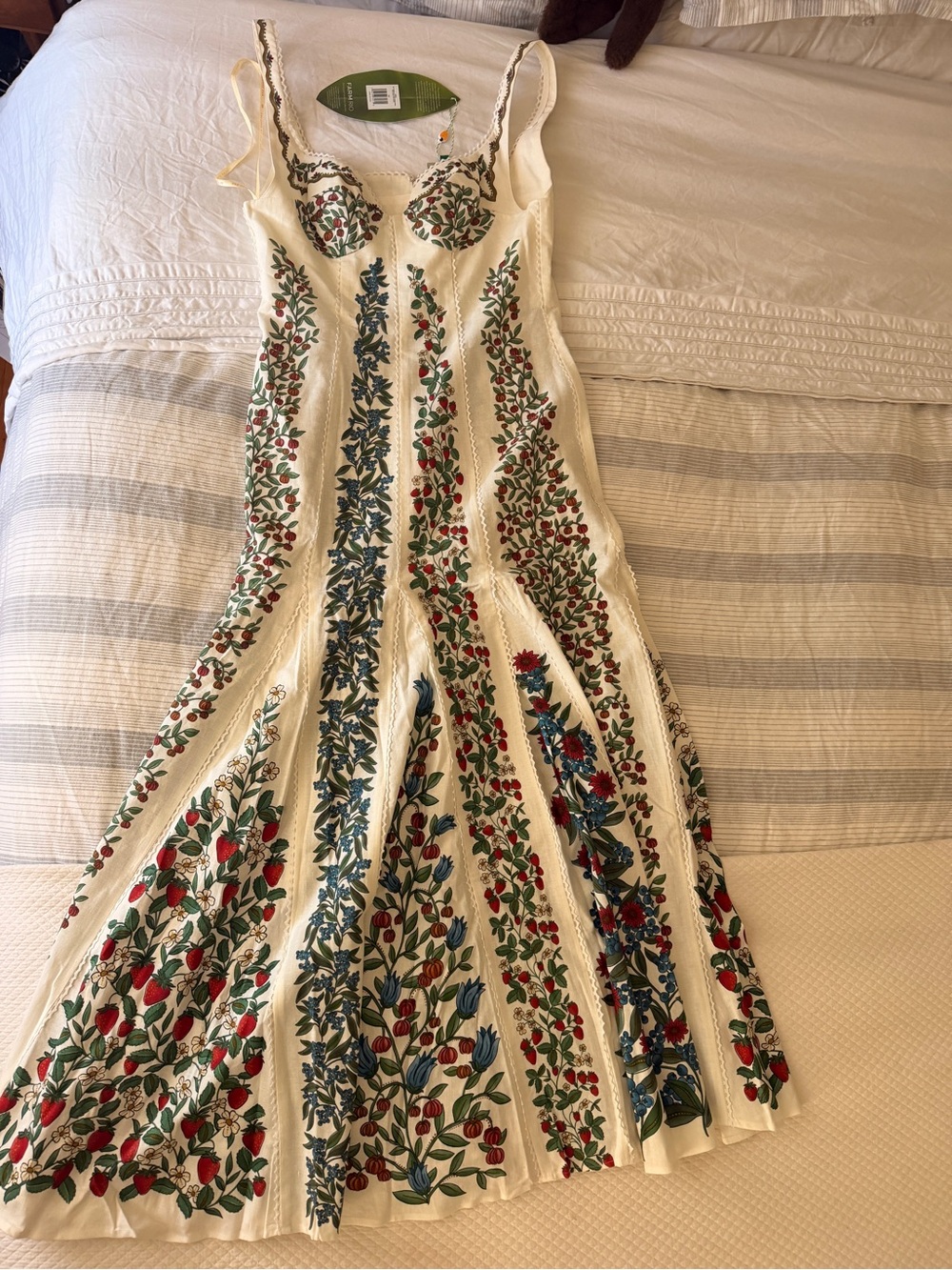FARM Rio Cream Maxi Dress with Green and Blue Floral Panels - Picture 5 of 5